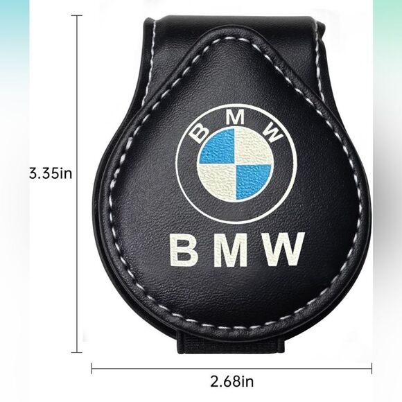 BMW Sunglass Holder for Car with Logo Black Leather NWT - Picture 4 of 10